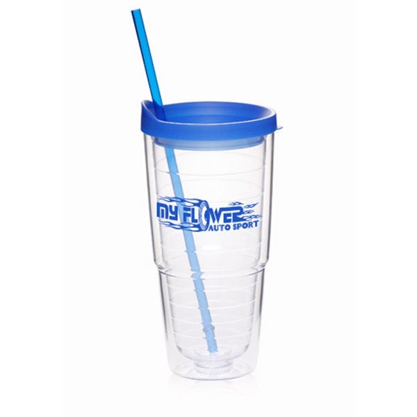 24 Oz Double Wall Solid Clear Orbit Acrylic Tumblers