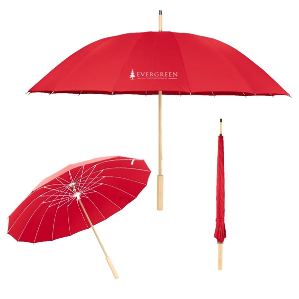 夏物　芭蕉布 A1051-21 46 Inch Arc Umbrella With 100% Rpet Canopy & Bamboo Handle
