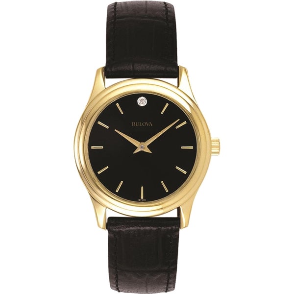 Imprinted Bulova Corporate Collection Womens Black Dial 
