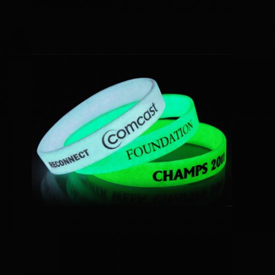 Custom Printed Glow In The Dark Silicone Wristbands 120665