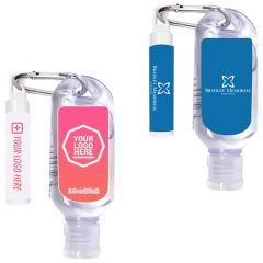 1 Oz Tottle Hand Sanitizer With Carabiner & Clip Balm