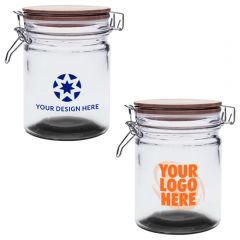 22 Oz. Candy Jars With Hinged Wood Lids