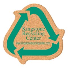 5 Inch  Recycle Symbol Shape Solid Cork Coaster