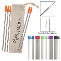 5-Pack Stainless Straw Kit With Cotton Pouch