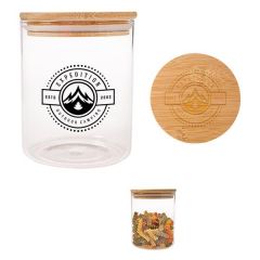 Bamboo Lid-Covered Glass Container