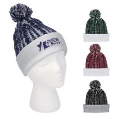 Casey Cable Knit Pom Beanie With Cuff