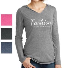 District Made Women's Hooded Long-Sleeve V-Neck Tee