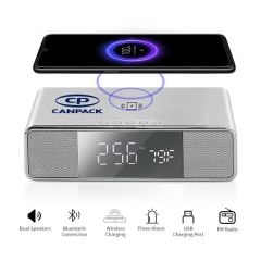 Encino Bluetooth Speaker And Wireless Charging Desk Clock