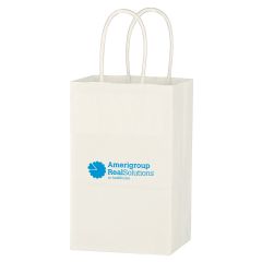 Kraft Paper White Shopping Bag - 5-1/4 Inch X 8-1/4 Inch