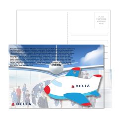 Post Card With Full Color Blue Plane Luggage Tag