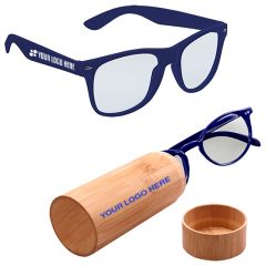 Round Blue Light Blocking Glasses With Bamboo Case