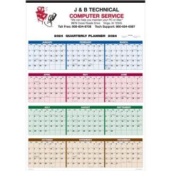 Single Sheet Wall Calendar: 4-Color Quarterly Full Year View