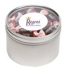Tootsie Roll Candy In Lg Round Window Tin