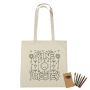 100% Cotton Coloring Tote Bag With Crayons