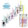24 Oz Plastic Mason Jar With Mood Straw