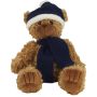 8 Inch Bear With Navy Blue Winter Hat and Scarf