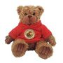 8 Inch Brown Curly Bear With Hooded Shirt and Full Color Imprint