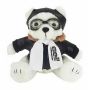 8 Inch White Aviator Bear With One Color Imprint