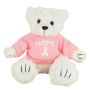 8 Inch White Curly Bear With Shirt and 1 Color Imprint