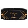 9 1/2 Inch X 1 Inch Black/Gold Laserable Leatherette Cuff Bracelet