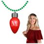 Blinking Red Bulb Christmas Charm On Green Beads