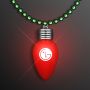 Blinking Red Bulb Christmas Charm On Green Beads