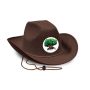 Brown Felt Cowboy Hat W/ Custom Faux Leather Icon