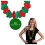 Green & Red Flower Lei Necklace Medallion Non-Light Up