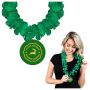 Green Flower Lei Necklace With Medallion Non-Light Up