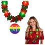 LED Christmas Lei Party Necklace With Rainbow Medallion