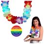 LED Rainbow Flower Lei Party Necklace With Medallion