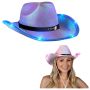 Light Up Iridescent Cowgirl Hat With Black Band