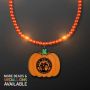 Orange LED Bead Necklace With Pumpkin Medallion