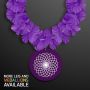 Purple Flower Lei Necklace With Medallion Non-Light Up
