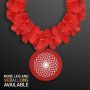 Red Flower Lei Necklace With Medallion Non-Light Up