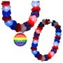 Red, White & Blue LED Hawaiian Lei With Rainbow Medallion