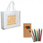 Reflective Non-Woven Coloring Tote Bag With Crayons
