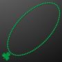 Small Shamrock Medallion Green Bead Necklace Non-Light Up