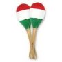Wooden Red, White, & Green Maracas W/ A Direct Pad Print