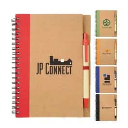 Customized 5 Inch X 7 Inch Eco Spiral Notebook with Pen by Logotech 235717
