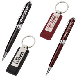 Branded Executive Pen and Leatherette Key Tag Box Set from Logotech 101191