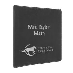 10 1/2 Inch X 11 1/2 Inch Black/Silver Leatherette 3 Ring Binder