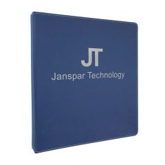 10 1/2 Inch X 11 1/2 Inch Blue/Silver Leatherette 3 Ring Binder