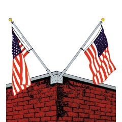 10 Ft Double Corner Set Wall Mounted Flagpole With Bracket