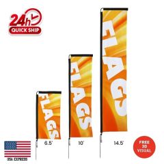 10 Ft Double Side Rectangle Flag,pole,ground Stake,cross Base