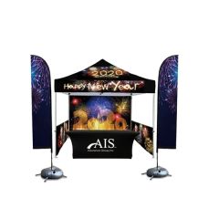 10 Ft X 10 Ft Canopy Tent Kit W/ Table Cloth Teardrop Flag