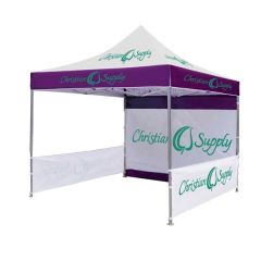 10 Ft X 10 Ft Pop Up Tent W/ Back Full-Wall and Two Half Walls