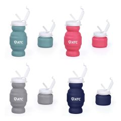 10 Oz Foldable Silicone Bottle With Straw