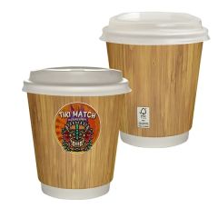 10 Oz Full Color Bamboo Pattern Insulated Paper Cup With Lid