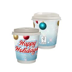10 Oz Full Color Holiday Insulated Paper Cup With Lid